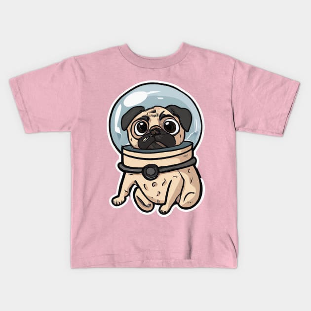 Astronaut Pug Dog Lover Puppy Retro Kids T-Shirt by BetterManufaktur